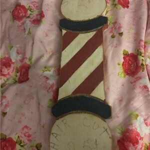 Antique Red and White Barber Pole Decor
